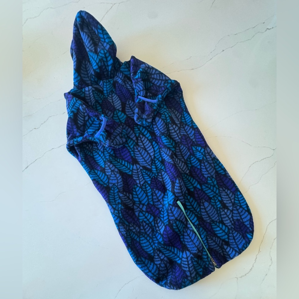 VTG Patagonia Fleece Bunting One Piece Blue leaf 90s AOP 6m - Picture 6 of 11